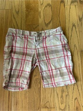 Lacost Plaid Cotton Shorts - Pink and Tan